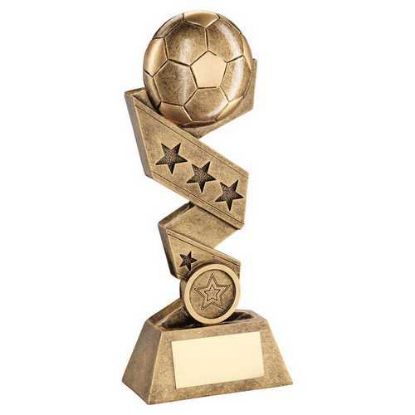 BRZ/GOLD FOOTBALL ON ZIG ZAG STAR RIBBON WITH PLATE