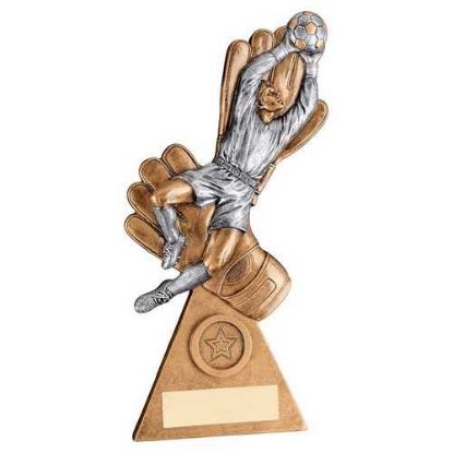 BRZ/PEW/GOLD MALE GOALKEEPER ON GLOVES WITH PLATE