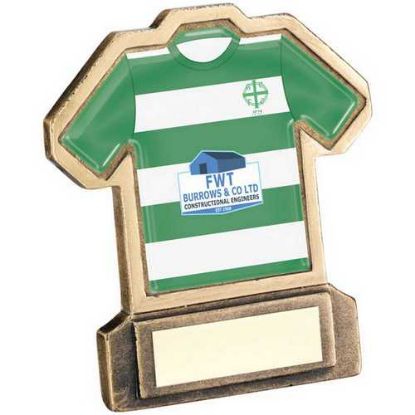 BRZ GOLD RESIN FOOTBALL SHIRT PLAQUE WITH PLATE - (SHIRT C)
