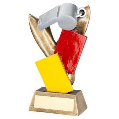 SILV/BRZ REFEREE WHISTLE WITH RED AND YELLOW CARDS WITH PLATE