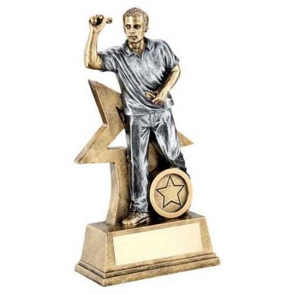 BRZ/GOLD/PEW MALE DARTS FIGURE WITH STAR BACKING WITH PLATE