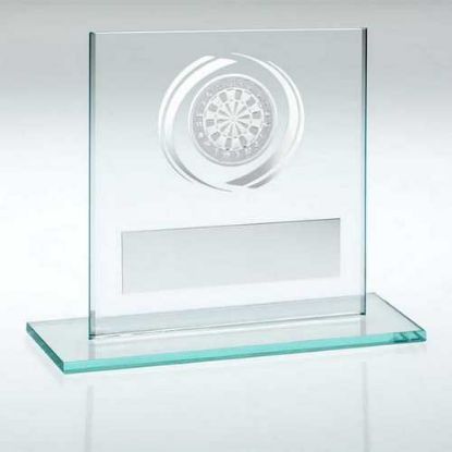 JADE/SILVER GLASS WITH DARTS INSERT AND PLATE