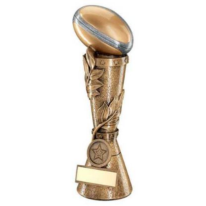 BRZ/PEW/GOLD RUGBY BALL LEAF COLUMN WITH CENTRE