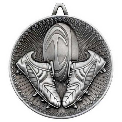 RUGBY DELUXE MEDAL ANTIQUE SILVER