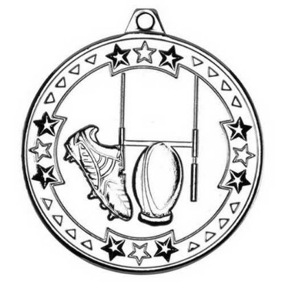 RUGBY TRI STAR MEDAL SILVER