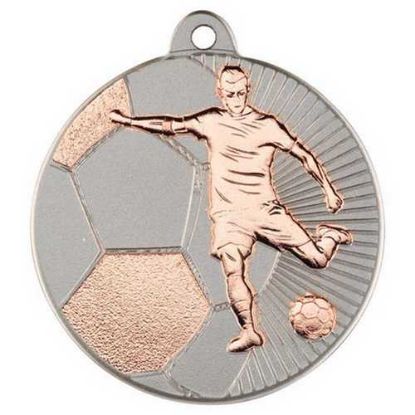 FOOTBALL TWO COLOUR MEDAL MATT SILVER/BRONZE