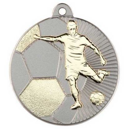 FOOTBALL TWO COLOUR MEDAL MATT SILVER/GOLD