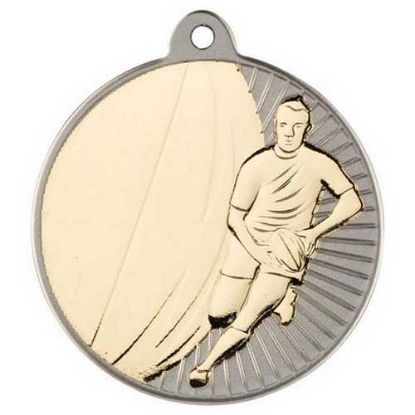RUGBY TWO COLOUR MEDAL MATT SILVER/GOLD
