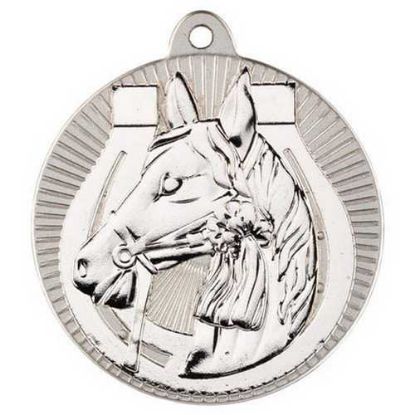 HORSE TWO COLOUR MEDAL MATT SILVER/SILVER
