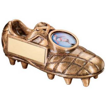 BRZ/GOLD FOOTBALL BOOT WITH PLATE