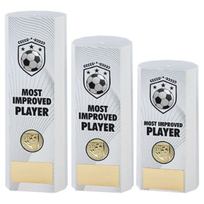 WHITE PLASTIC FILLED COLUMN FOOTBALL MOST IMPROVED PLAYER