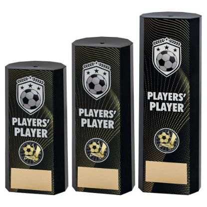 BLACK PLASTIC FILLED COLUMN FOOTBALL PLAYERS PLAYER