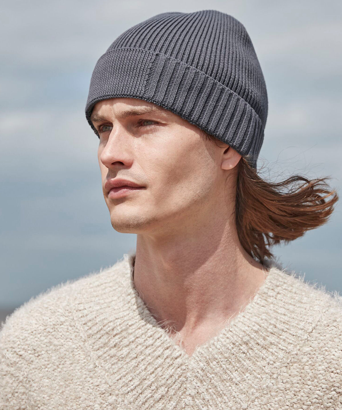 Beechfield B438N Organic cotton engineered patch beanie