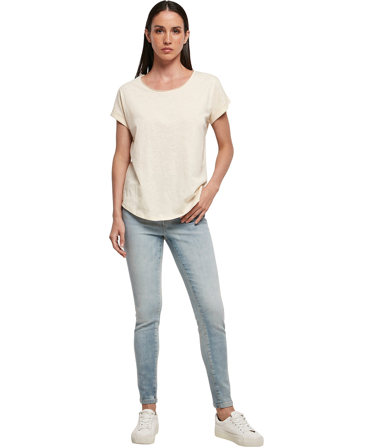 Build Your Brand BY036 Women's long slub tee