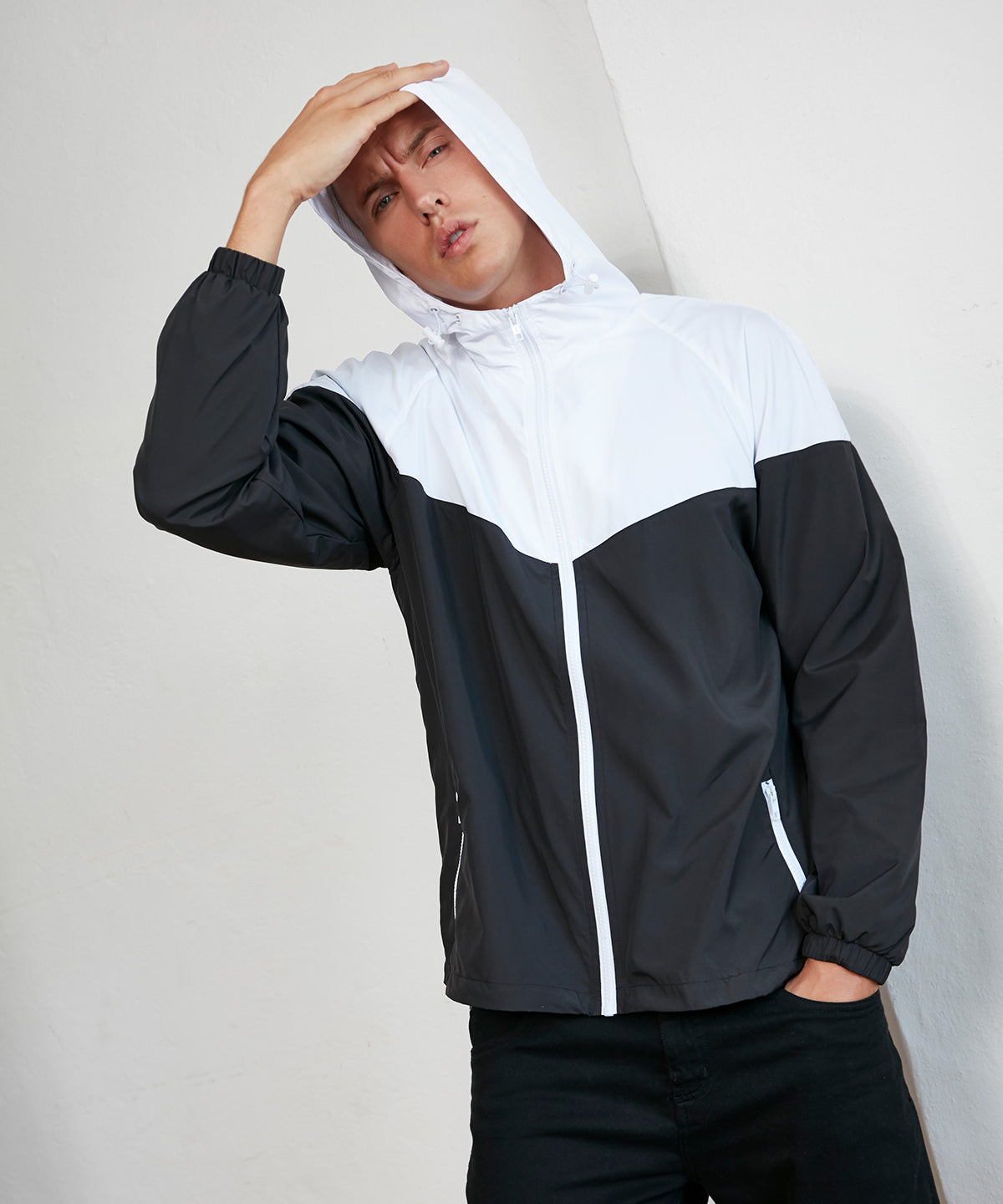 Build Your Brand BY129 Two-tone tech windrunner jacket