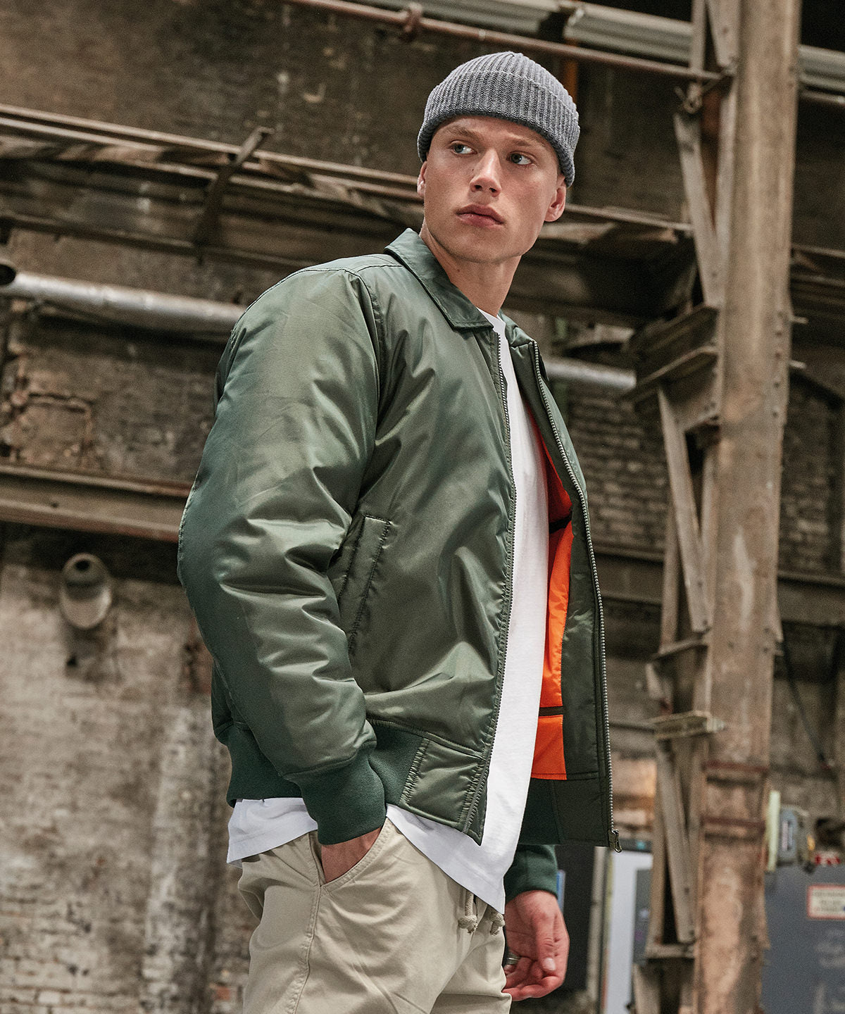 Build Your Brand BY157 Collar bomber jacket