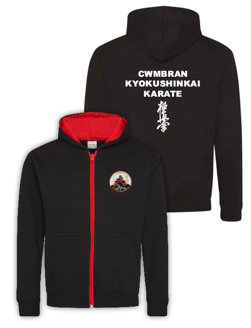 Black w/ Red Zipped Hoodie (Adult Size Only)