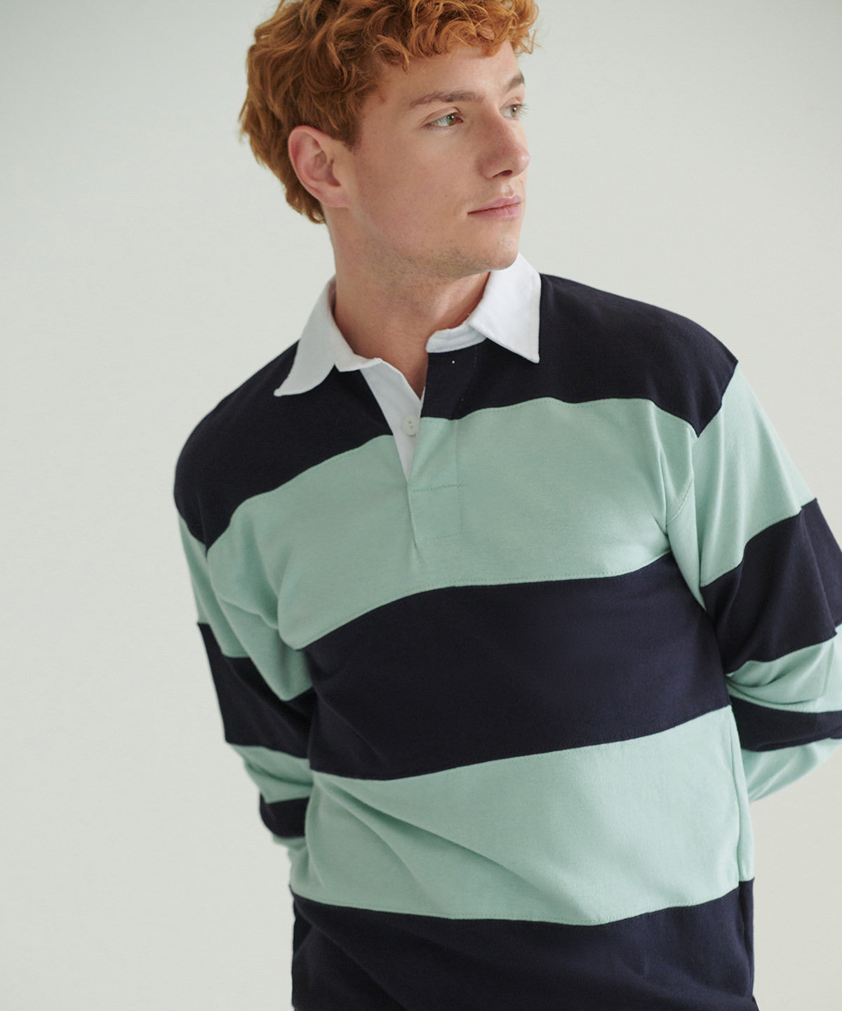 Front Row FR08M Sewn stripe long sleeve rugby shirt