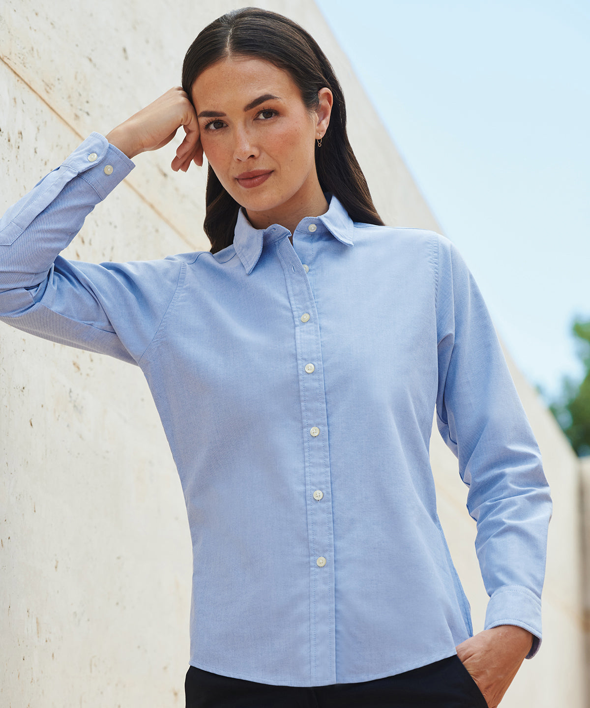 Henbury HB511 Women's classic long sleeve Oxford shirt