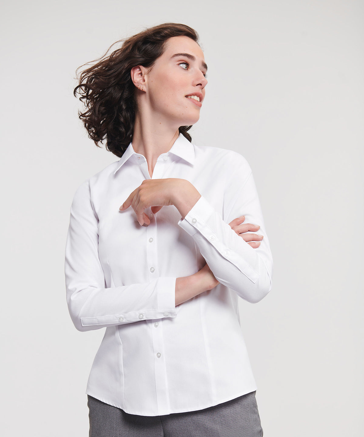 Russell Athletic Collection J962F Women's long sleeve herringbone shirt