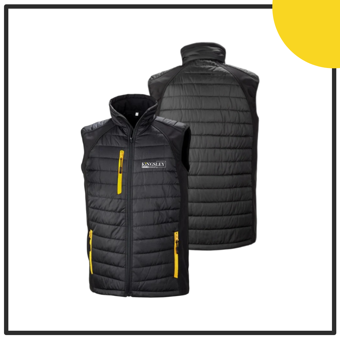 R238X Compass padded softshell gilet Yellow Zips