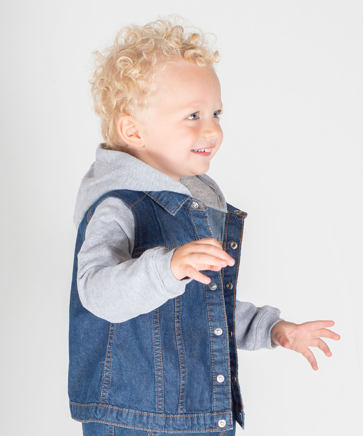 Larkwood LW750 Denim jacket with fleece hood and sleeves