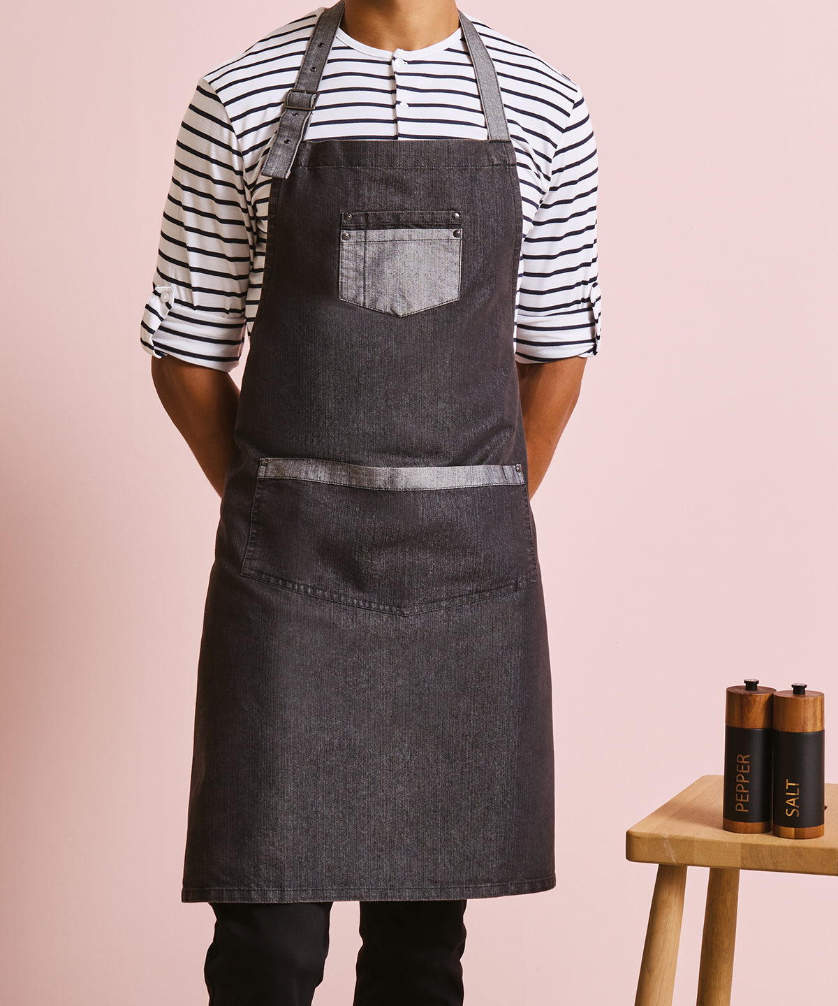 Premier PR127 Domain contrast denim bib apron