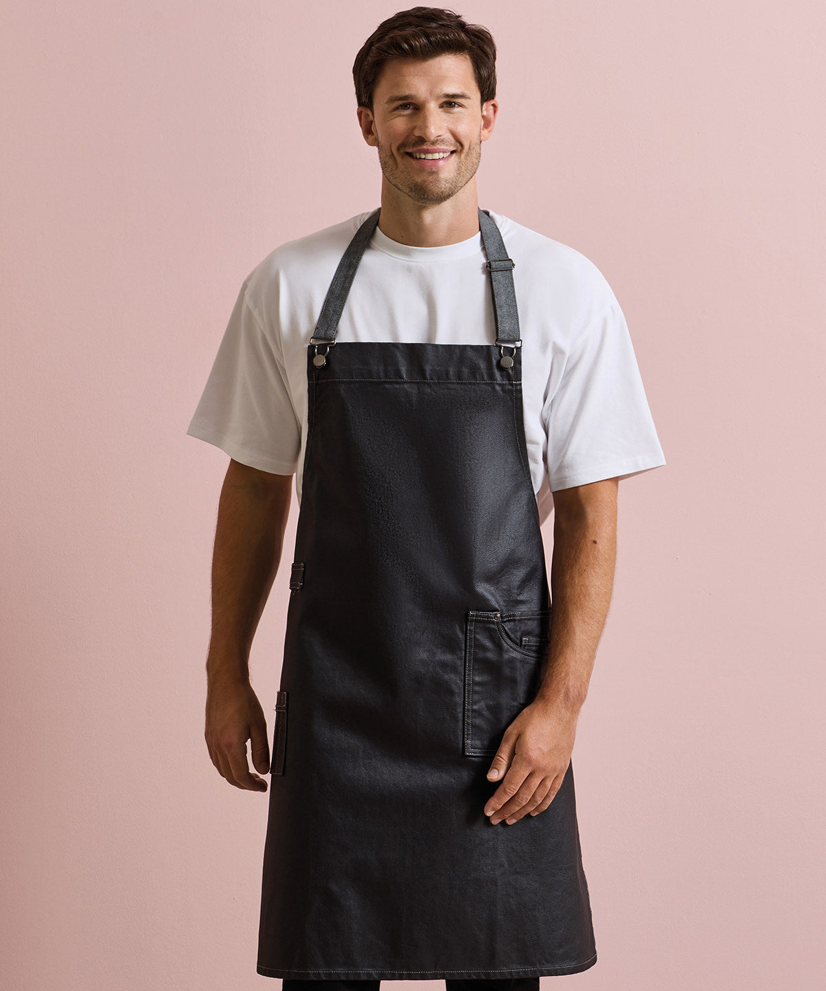 Premier PR134 District waxed-look denim bib apron