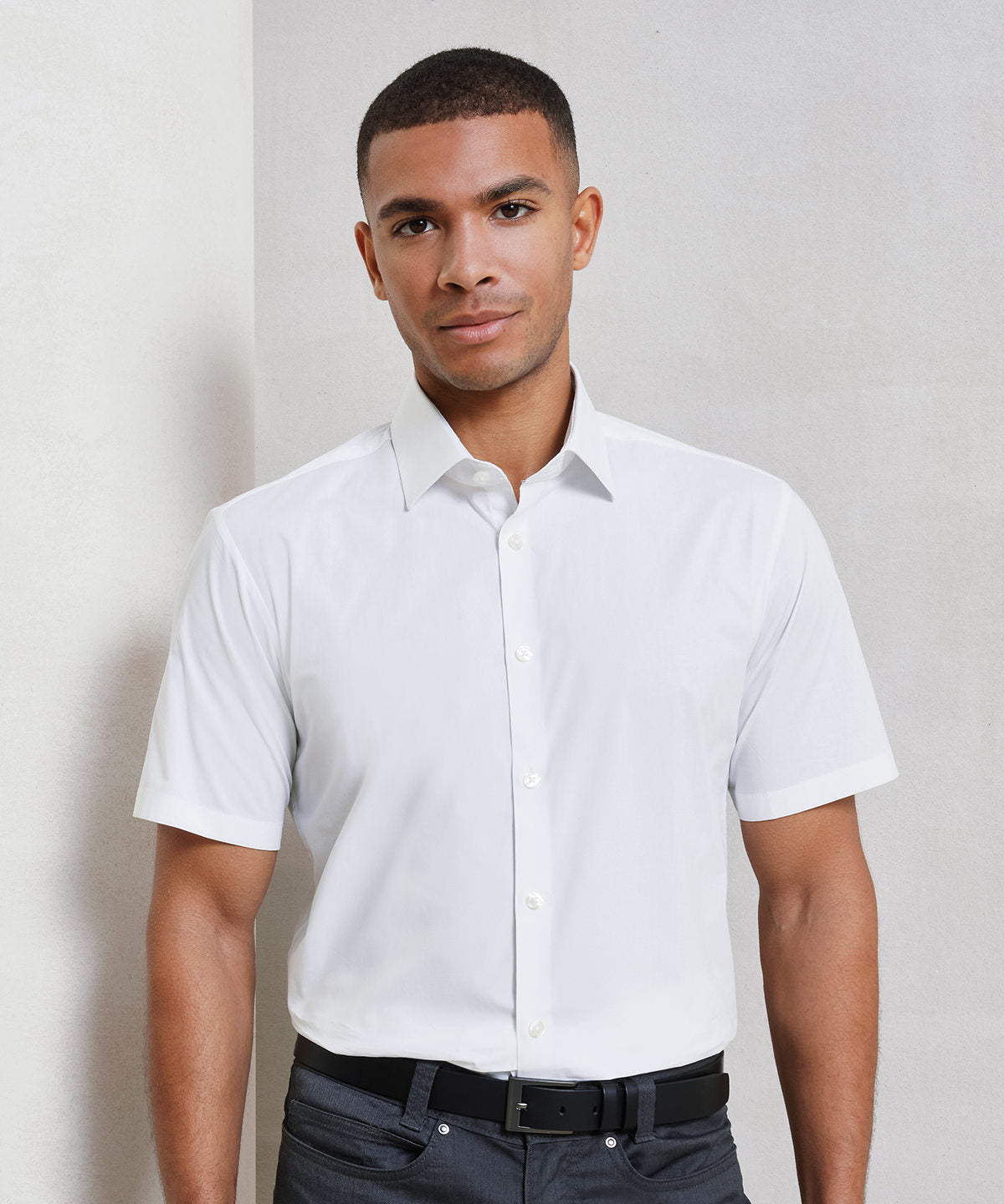 Premier PR246 Stretch fit cotton poplin short sleeve shirt