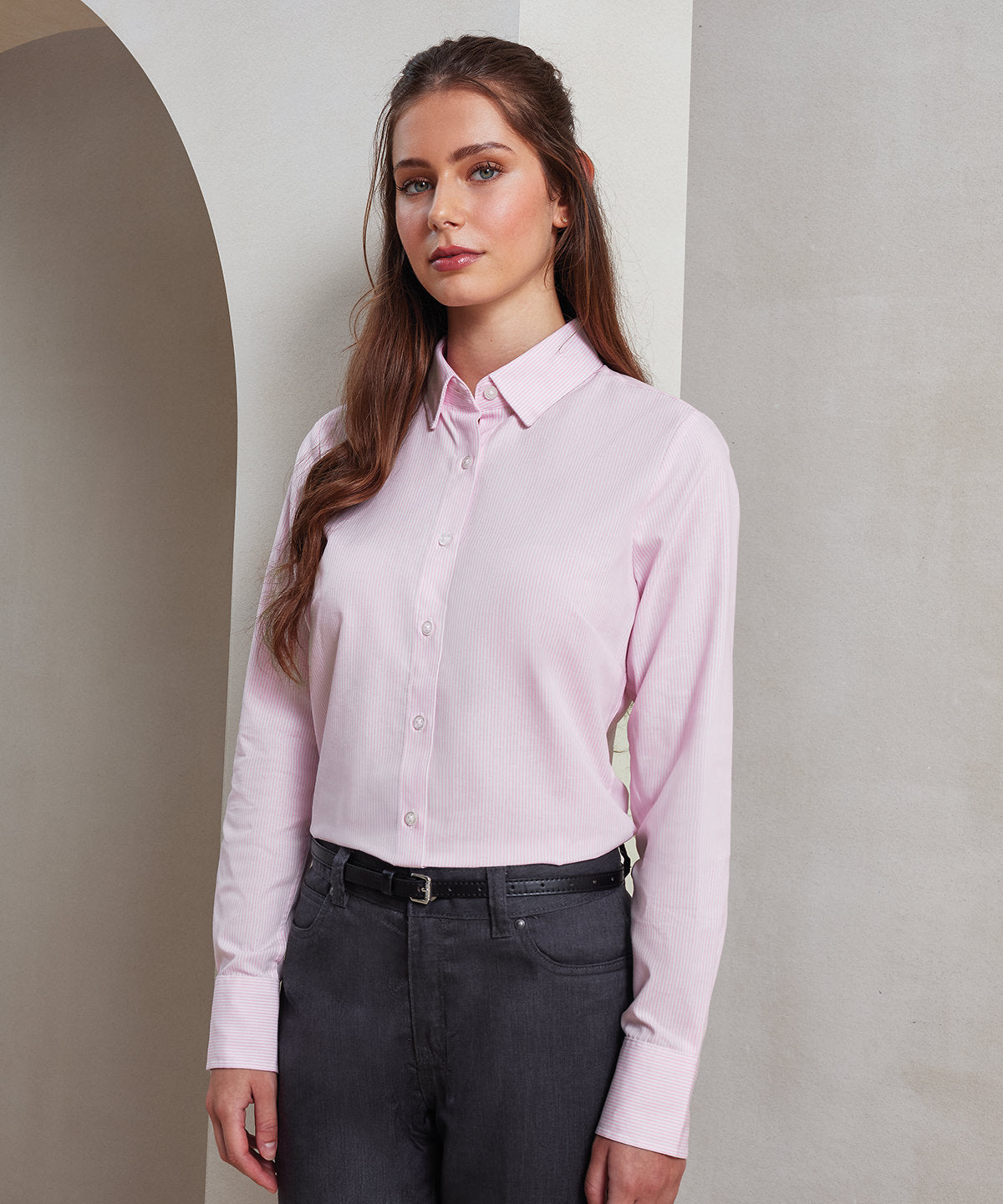 Premier PR338 Women's cotton-rich Oxford stripes blouse