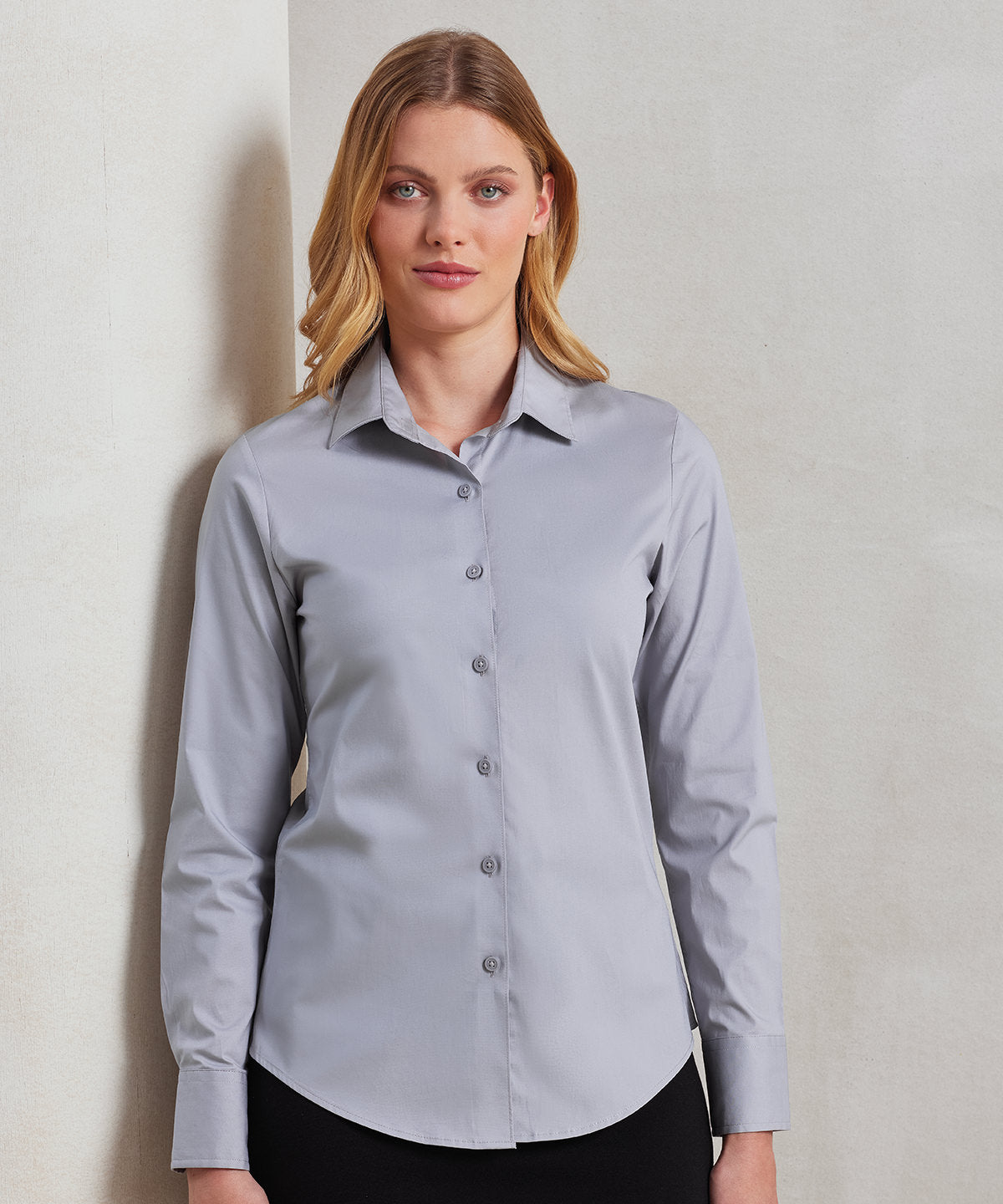 Premier PR344 Women's stretch fit cotton poplin long sleeve blouse