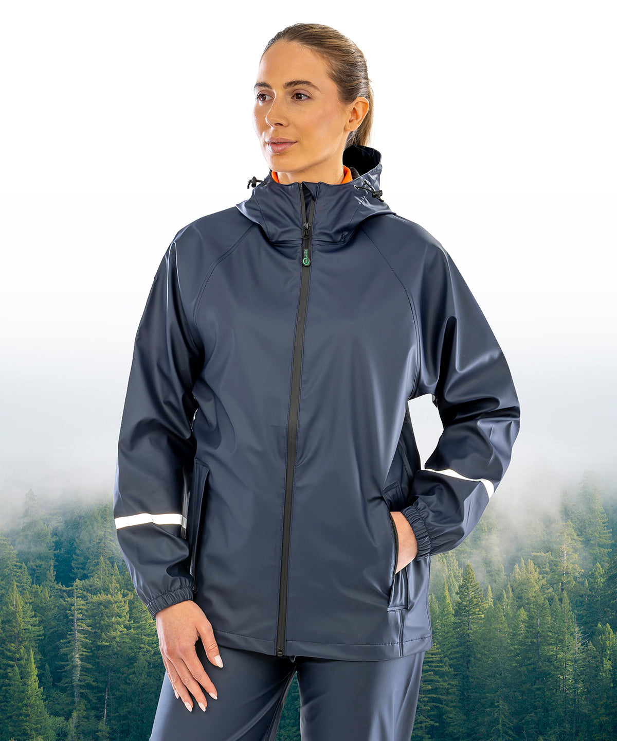 Result Recycled R915X Prism PU waterproof jacket with reflective bands and recycled backing