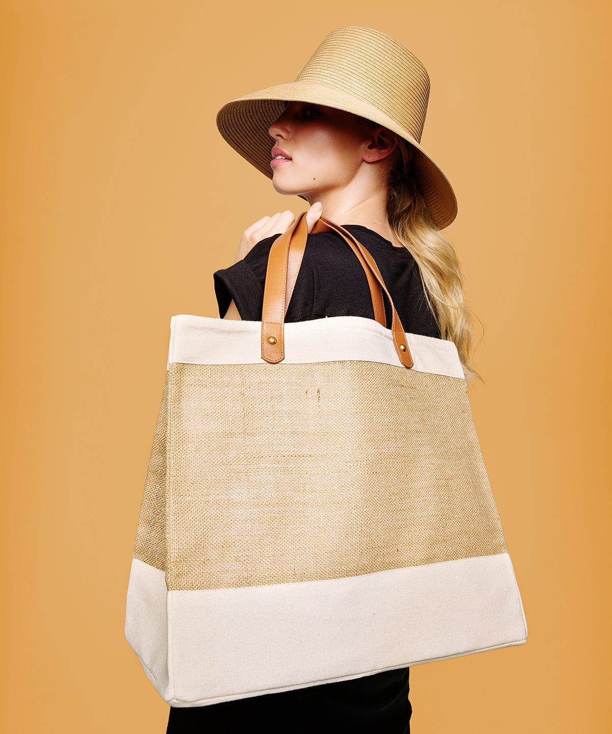 Nutshell® RL250 Adley jute with faux leather tote