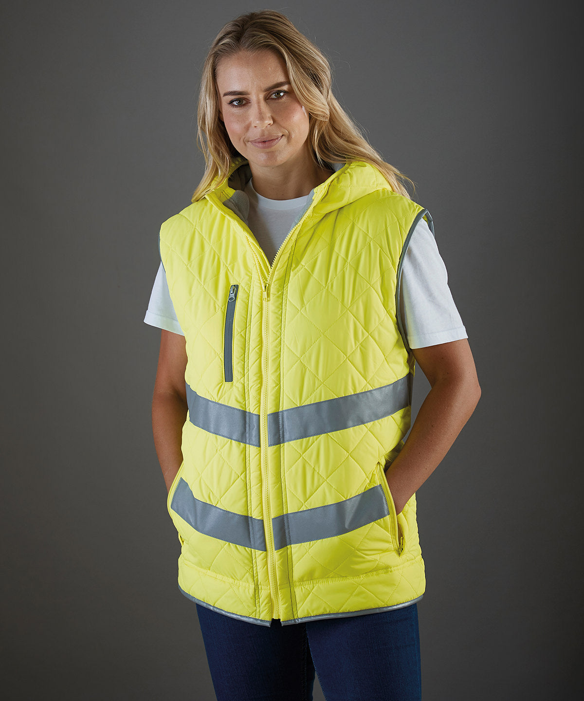 Yoko YK026 Hi-vis Kensington hooded gilet (HV007)