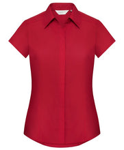 Load image into Gallery viewer, Women's cap sleeve polycotton easy care fitted poplin shirt