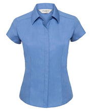 Load image into Gallery viewer, Women's cap sleeve polycotton easy care fitted poplin shirt