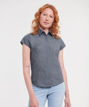 Load image into Gallery viewer, Women's cap sleeve polycotton easy care fitted poplin shirt