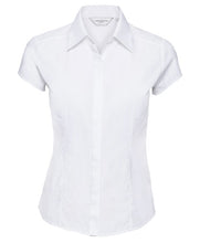 Load image into Gallery viewer, Women's cap sleeve polycotton easy care fitted poplin shirt