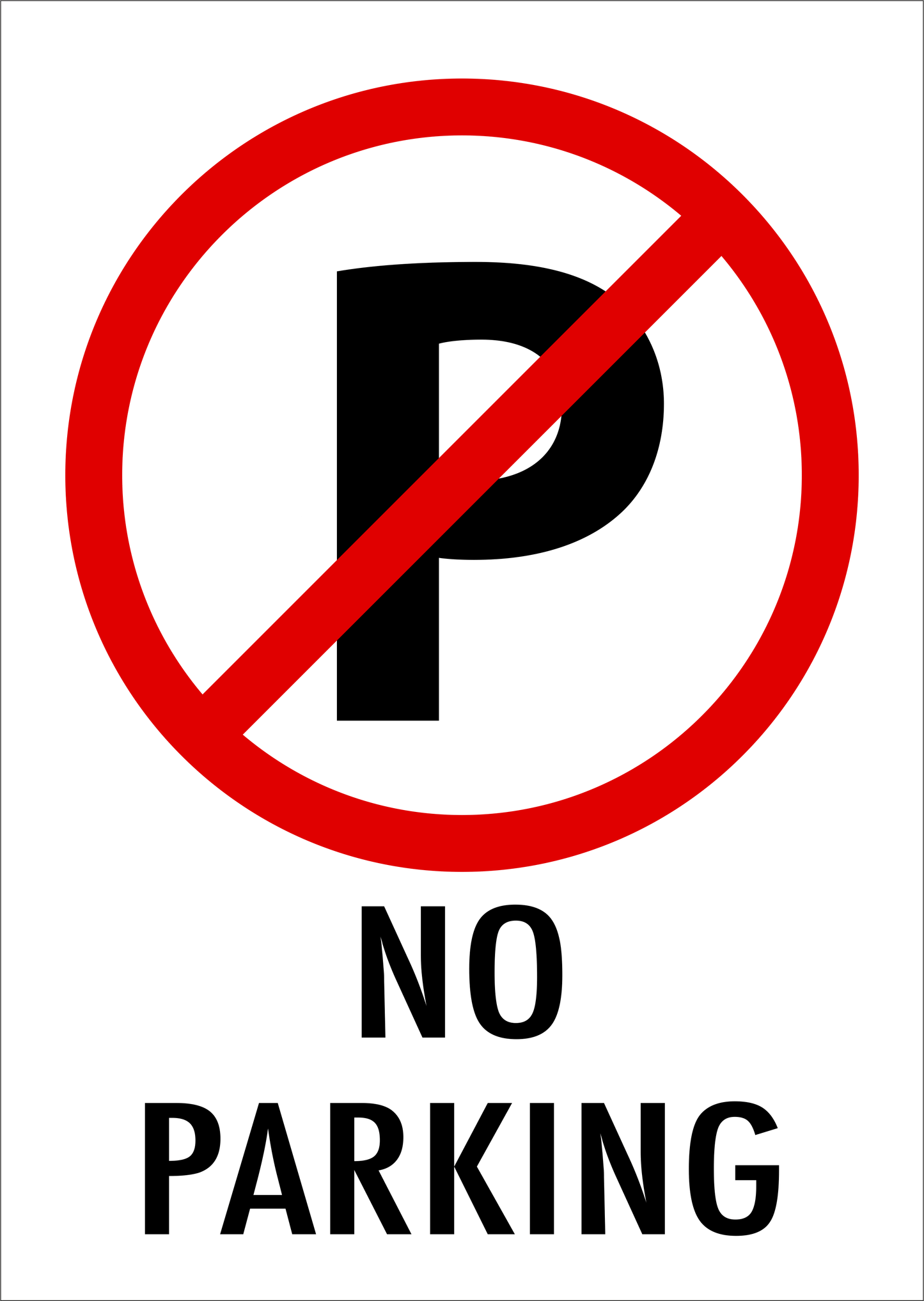 No Parking sign Portrait A4