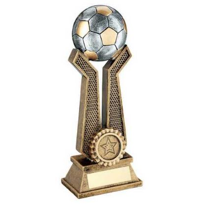 BRZ/PEW/GOLD FOOTBALL ON TWIN PRONGS WITH PLATE