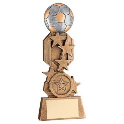 BRZ/PEW/GOLD FOOTBALL ON STARS FLATBACK WITH PLATE