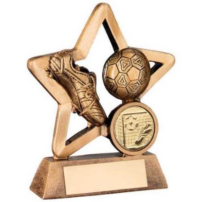 BRZ/GOLD RESIN FOOTBALL MINI STAR WITH PLATE