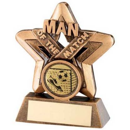BRZ/GOLD MAN OF THE MATCH MINI STAR WITH FOOTBALL INSERT AND PLATE