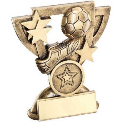 BRZ/GOLD FOOTBALL MINI CUP WITH PLATE