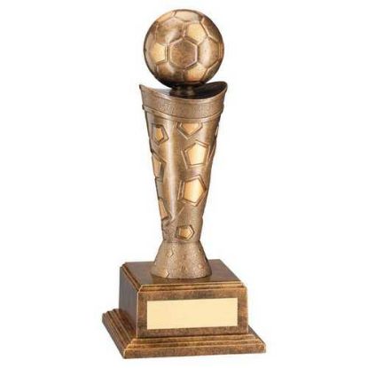 BRONZE/GOLD PLASTIC FOOTBALL FIGURE ON BASE
