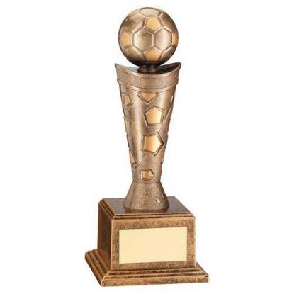 BRONZE/GOLD PLASTIC FOOTBALL FIGURE ON BASE