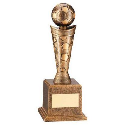 BRONZE/GOLD PLASTIC FOOTBALL FIGURE ON BASE