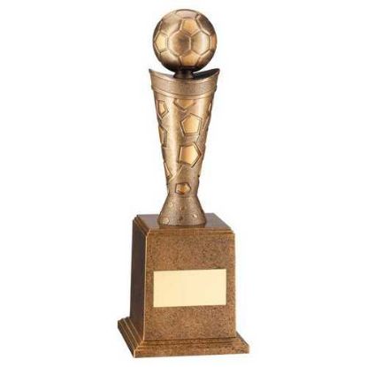 BRONZE/GOLD PLASTIC FOOTBALL FIGURE ON BASE