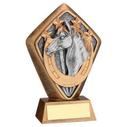 BRZ/GOLD DIAMOND HOLDER WITH HORSE DISC WITH PLATE