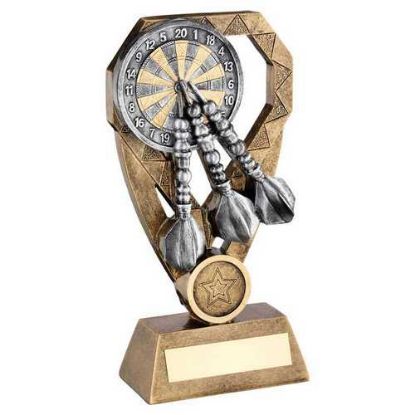BRZ/PEW/GOLD DARTS WITH DARTBOARD ON DIAMOND WITH PLATE